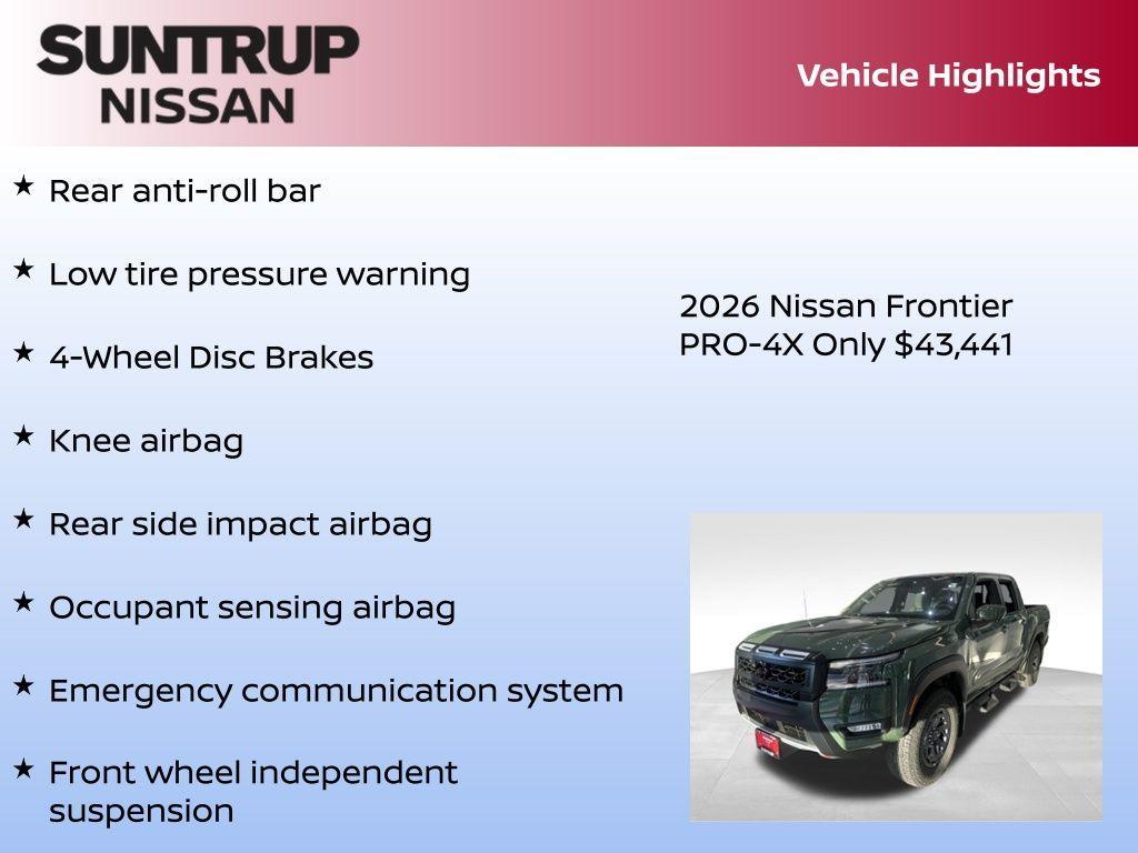 new 2026 Nissan Frontier car, priced at $43,441