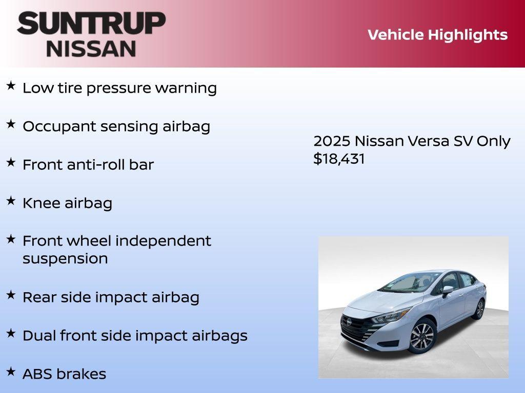 new 2025 Nissan Versa car, priced at $18,431