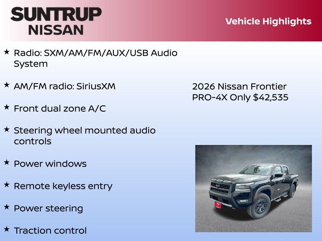 new 2026 Nissan Frontier car, priced at $42,535