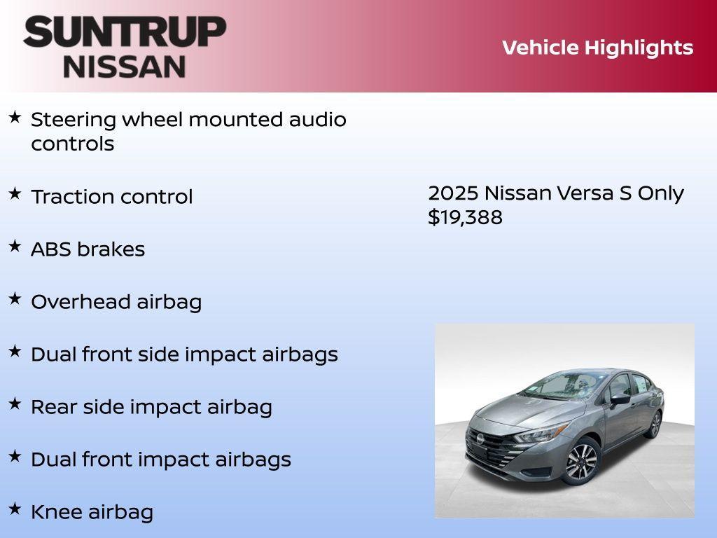 new 2025 Nissan Versa car, priced at $19,388