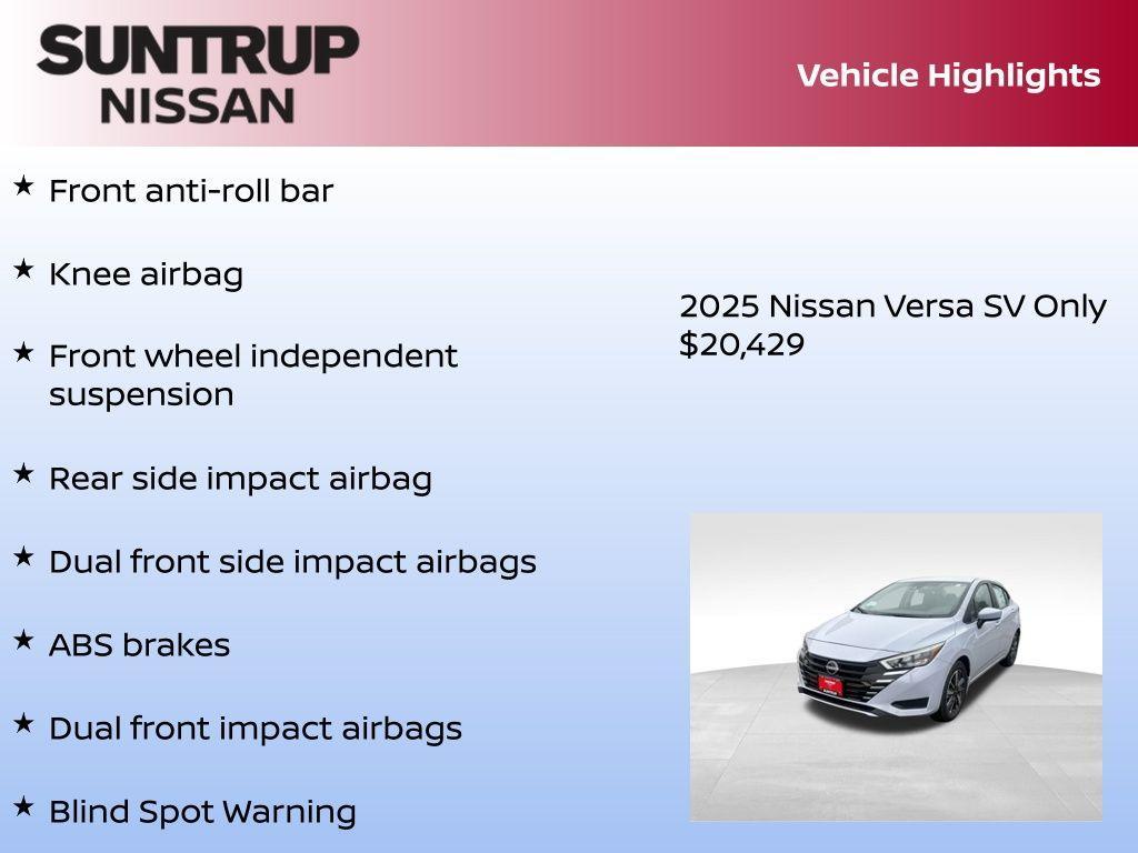 new 2025 Nissan Versa car, priced at $20,429