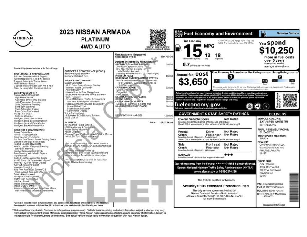 used 2023 Nissan Armada car, priced at $41,995
