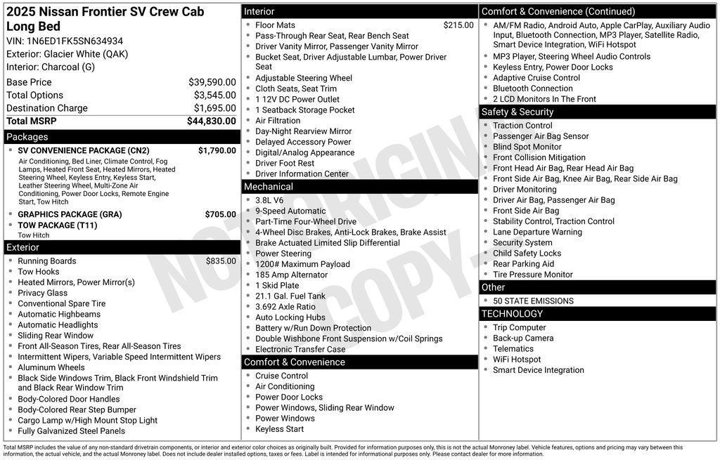 used 2025 Nissan Frontier car, priced at $35,515