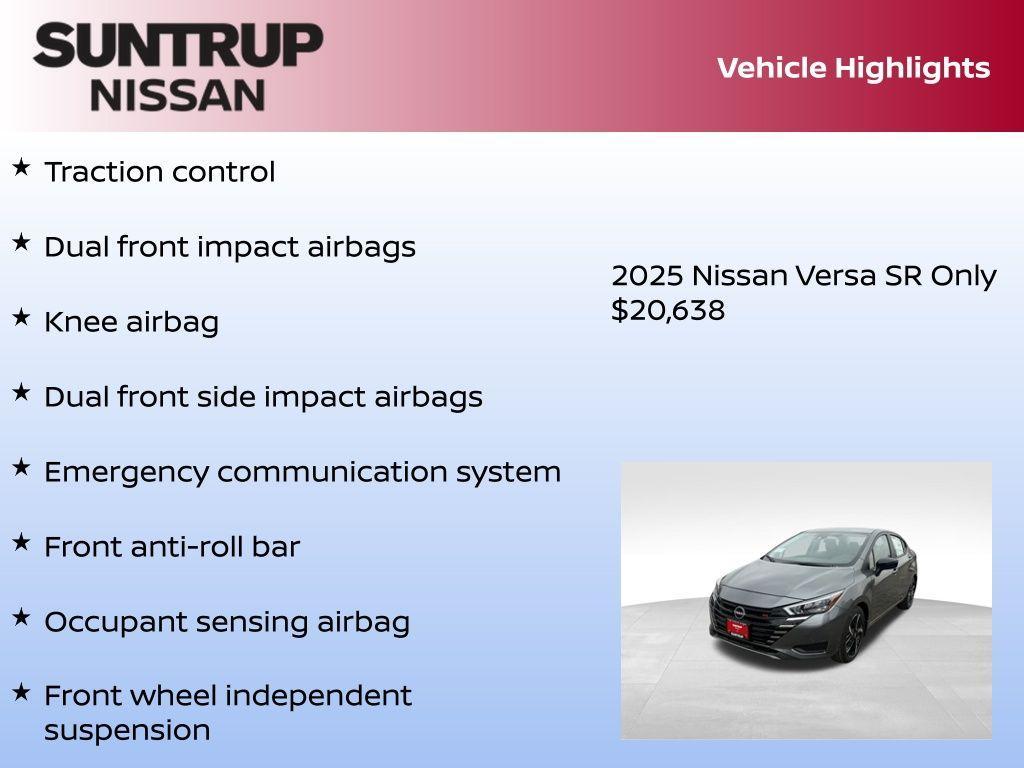 new 2025 Nissan Versa car, priced at $20,638