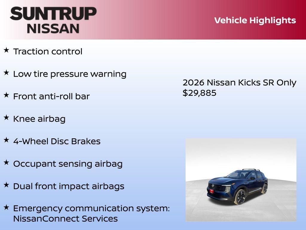 new 2026 Nissan Kicks car, priced at $29,885