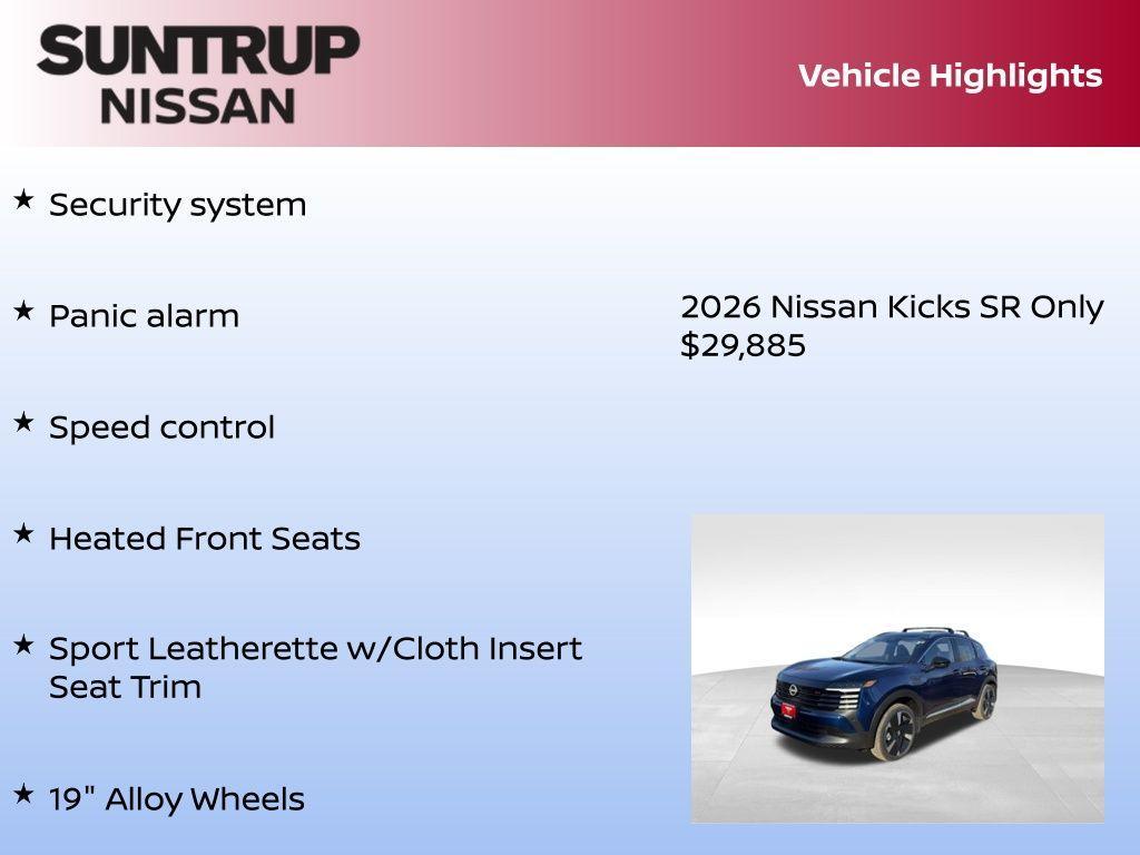 new 2026 Nissan Kicks car, priced at $29,885