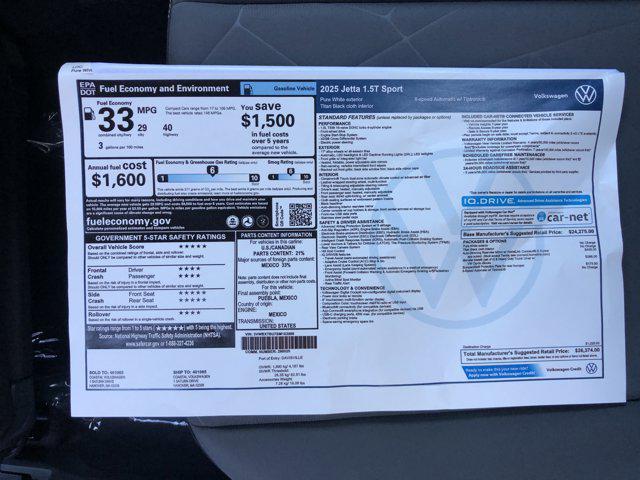 new 2025 Volkswagen Jetta car, priced at $25,628