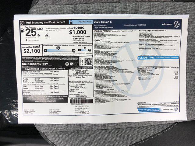 new 2025 Volkswagen Tiguan car, priced at $32,834