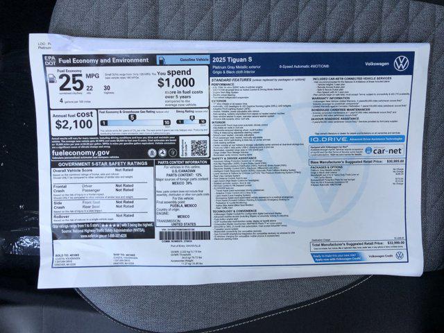 new 2025 Volkswagen Tiguan car, priced at $31,893