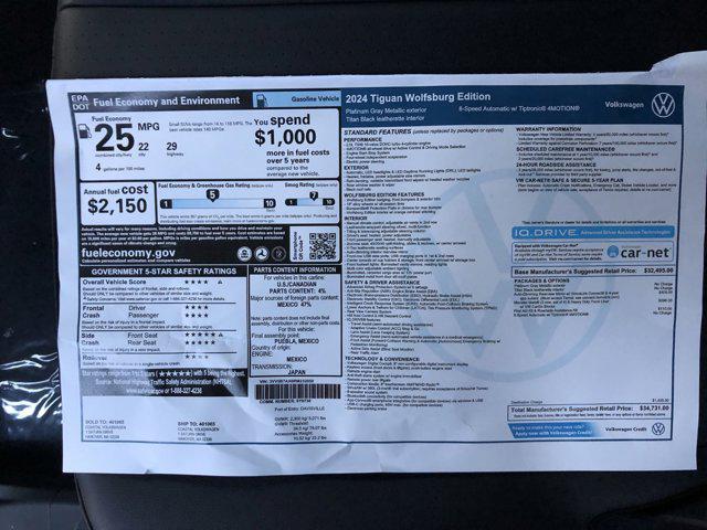 new 2024 Volkswagen Tiguan car, priced at $32,533