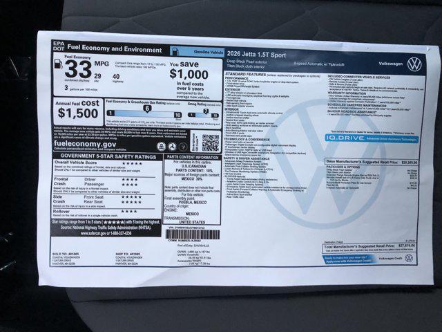 new 2026 Volkswagen Jetta car, priced at $26,556