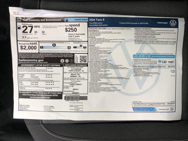 new 2024 Volkswagen Taos car, priced at $27,600