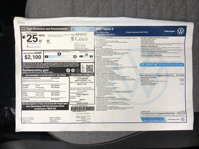 new 2025 Volkswagen Tiguan car, priced at $32,483