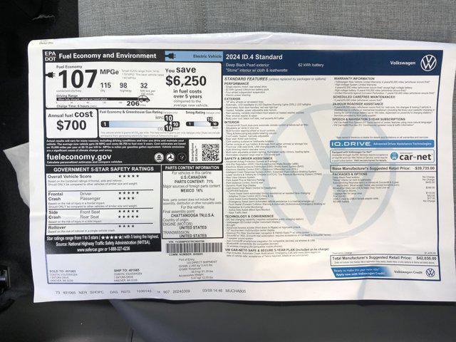 new 2024 Volkswagen ID.4 car, priced at $40,527