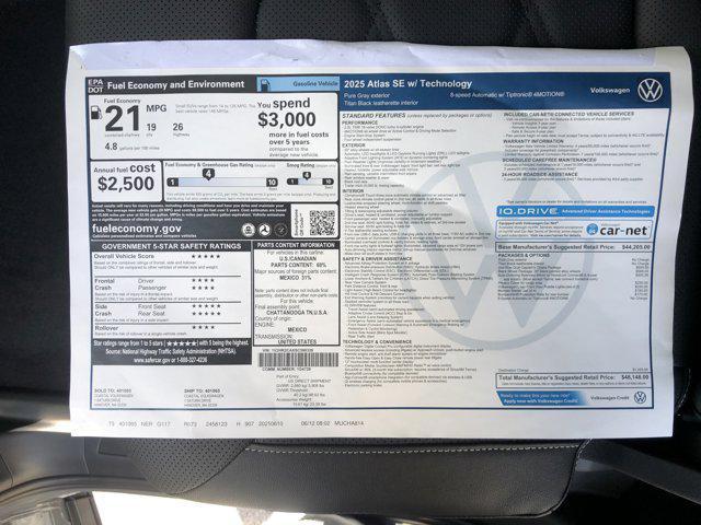 new 2025 Volkswagen Atlas car, priced at $46,229
