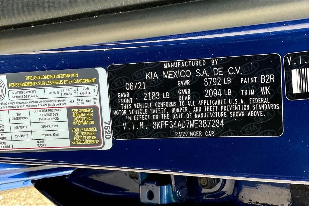 used 2021 Kia Forte car, priced at $18,694