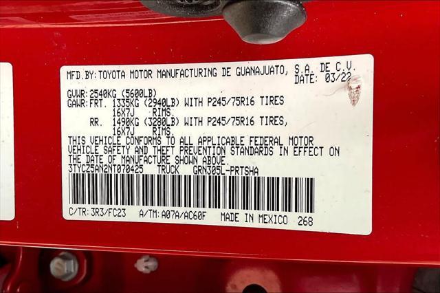 used 2022 Toyota Tacoma car, priced at $30,123