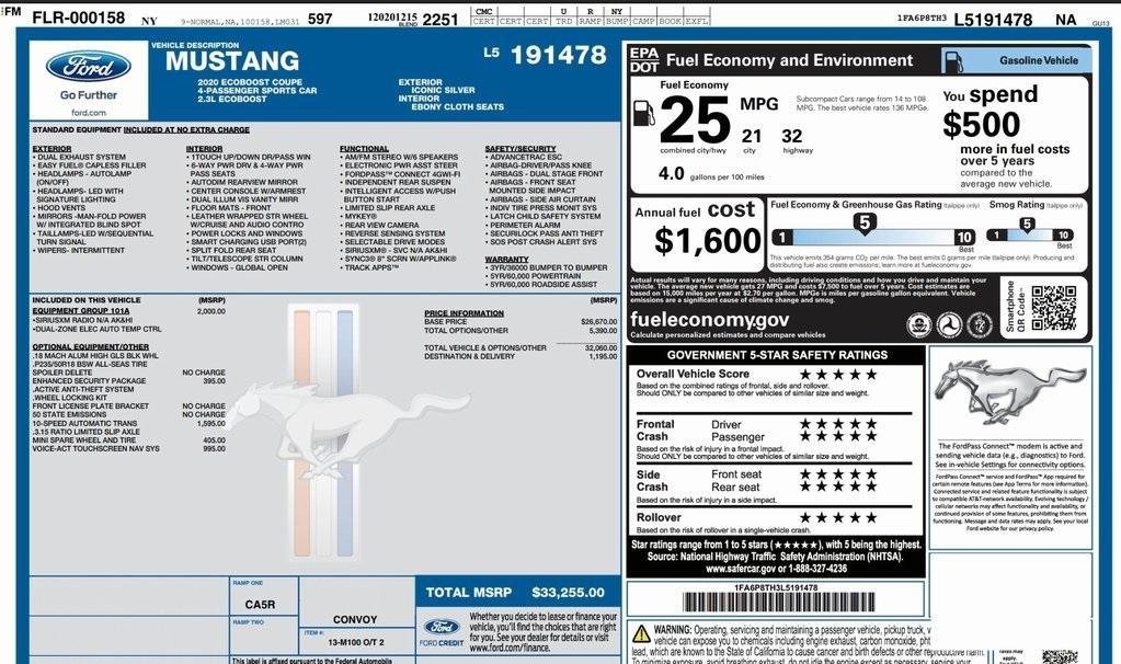 used 2020 Ford Mustang car, priced at $23,997