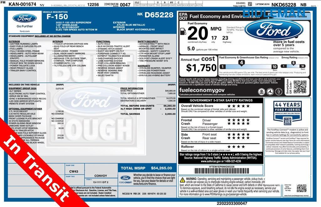 used 2022 Ford F-150 car, priced at $41,993