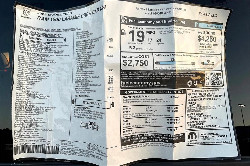 new 2025 Ram 1500 car, priced at $54,590