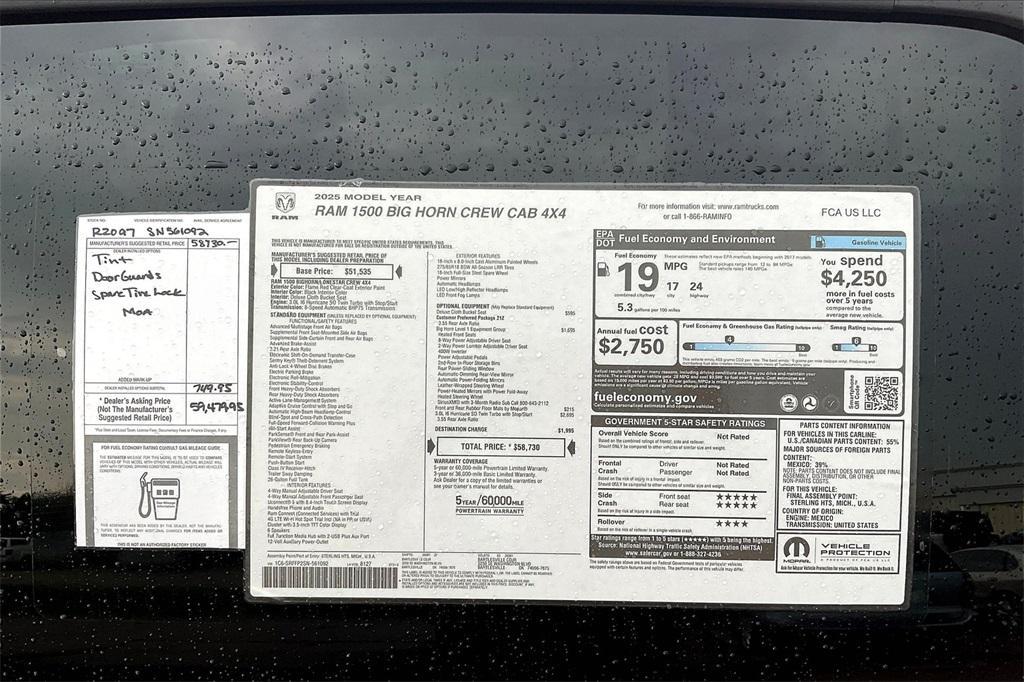 new 2025 Ram 1500 car, priced at $44,329