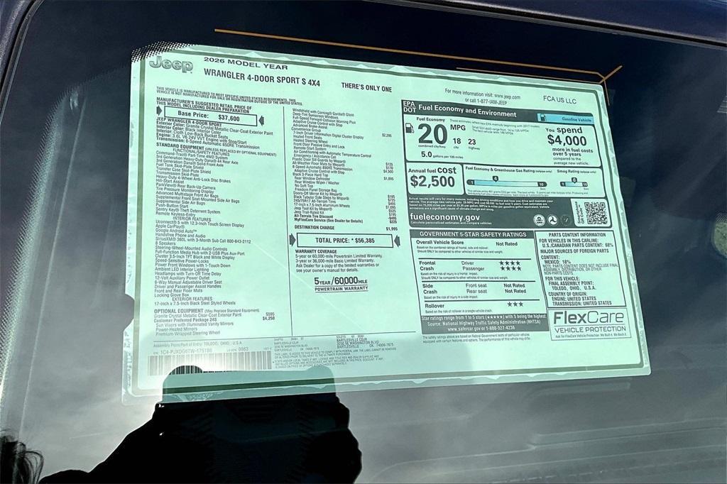 new 2026 Jeep Wrangler car, priced at $54,885