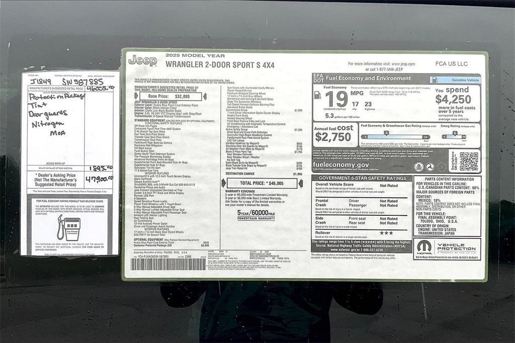 new 2025 Jeep Wrangler car, priced at $41,197
