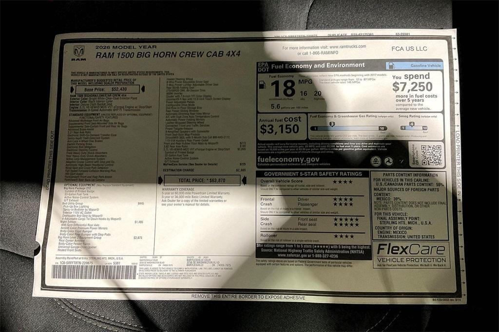 new 2026 Ram 1500 car, priced at $52,706