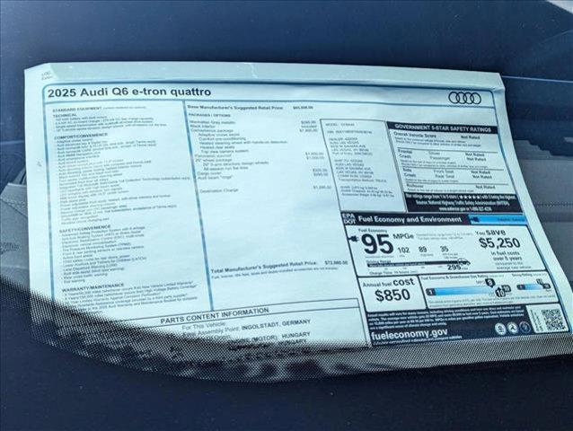 new 2025 Audi Q6 e-tron car, priced at $72,660