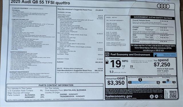 new 2025 Audi Q8 car, priced at $82,235