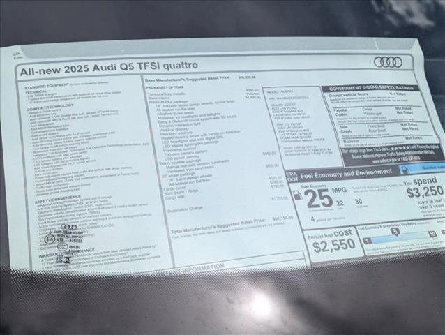 new 2025 Audi Q5 car, priced at $61,150