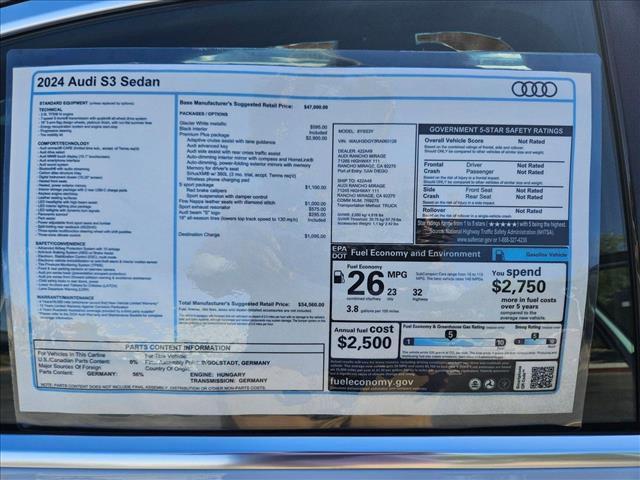 new 2024 Audi S3 car, priced at $54,560