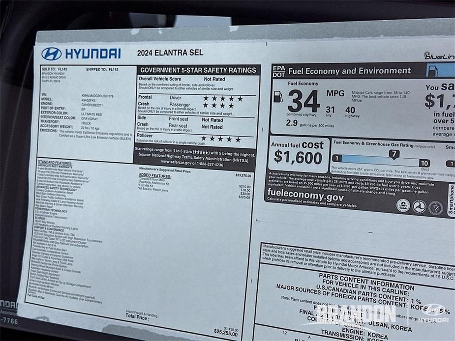 new 2024 Hyundai Elantra car, priced at $23,470