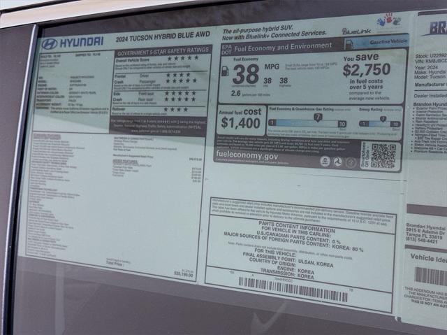new 2024 Hyundai Tucson Hybrid car, priced at $31,873