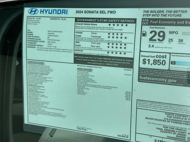 new 2024 Hyundai Sonata car, priced at $28,003