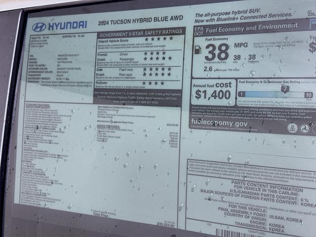 new 2024 Hyundai Tucson Hybrid car, priced at $31,920