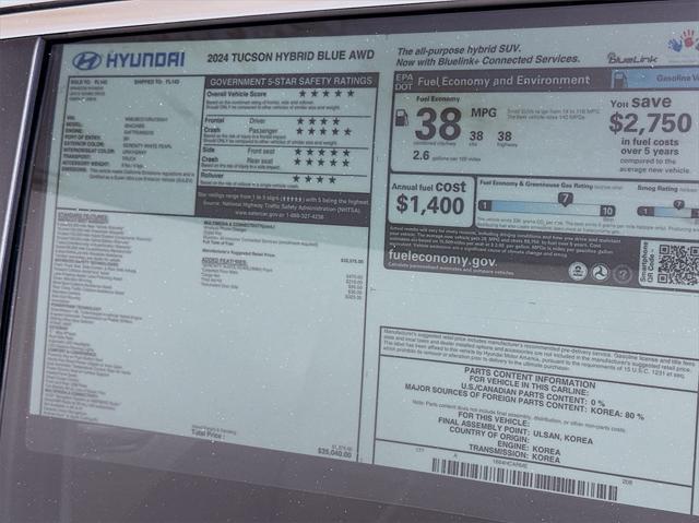 new 2024 Hyundai Tucson Hybrid car, priced at $31,819