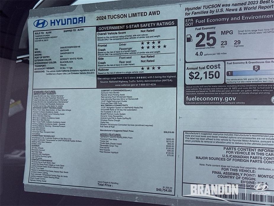 new 2024 Hyundai Tucson car, priced at $38,622
