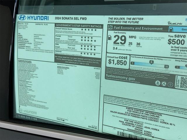 new 2024 Hyundai Sonata car, priced at $25,070