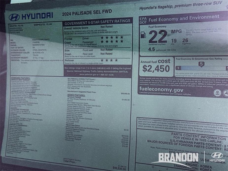 new 2024 Hyundai Palisade car, priced at $46,530