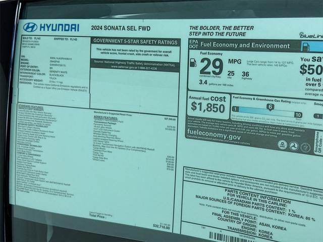 new 2024 Hyundai Sonata car, priced at $29,710