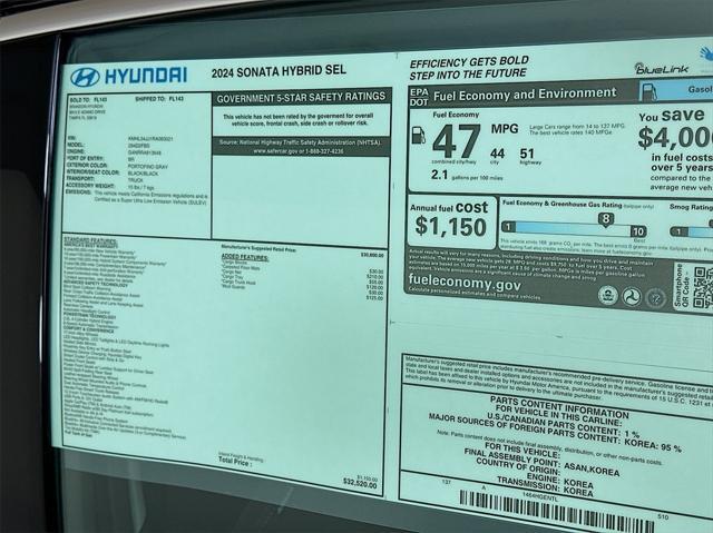 new 2024 Hyundai Sonata Hybrid car, priced at $28,499