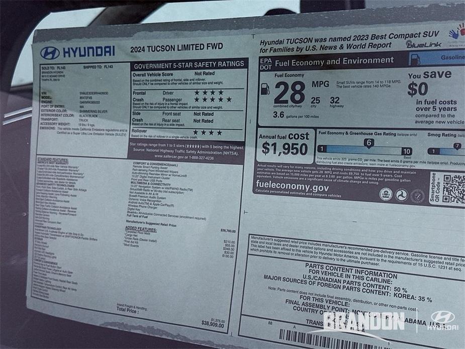 new 2024 Hyundai Tucson car, priced at $37,294