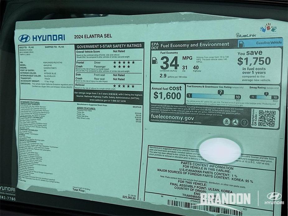 new 2024 Hyundai Elantra car, priced at $22,469