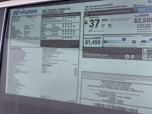 new 2024 Hyundai Tucson Hybrid car, priced at $33,938