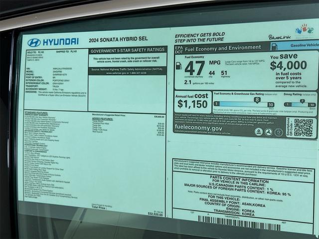 new 2024 Hyundai Sonata Hybrid car, priced at $28,499