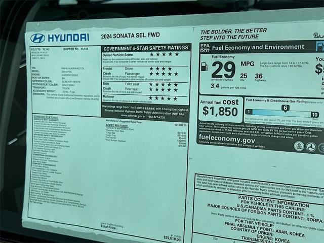 new 2024 Hyundai Sonata car, priced at $25,460