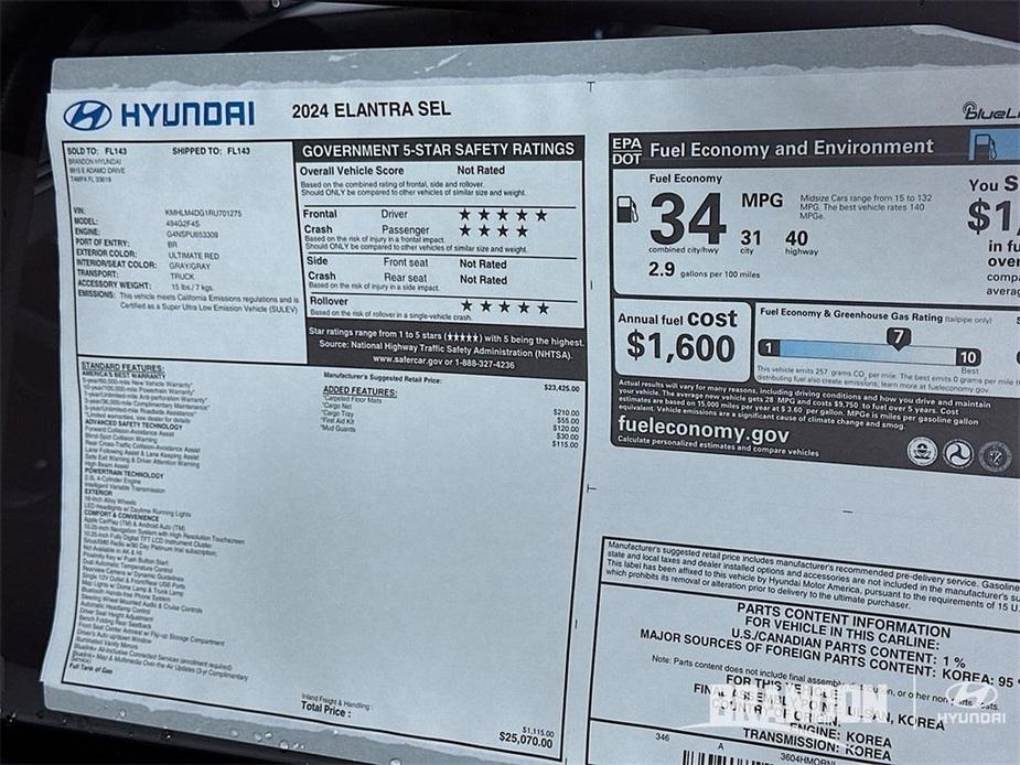 new 2024 Hyundai Elantra car, priced at $24,291