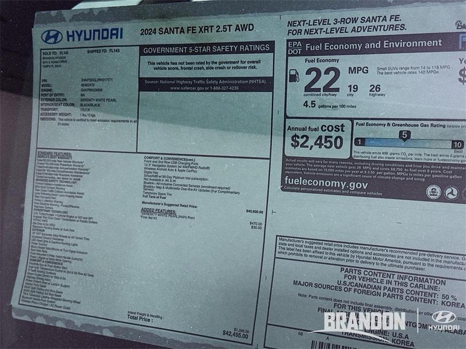 new 2024 Hyundai Santa Fe car, priced at $40,935