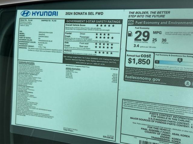 new 2024 Hyundai Sonata car, priced at $25,082